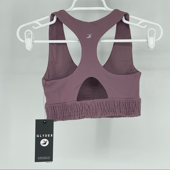 GLYDER NWT WISTFUL MAUVE BLOSSOM SPORTS BRA EXTRA SMALL - Picture 5 of 9